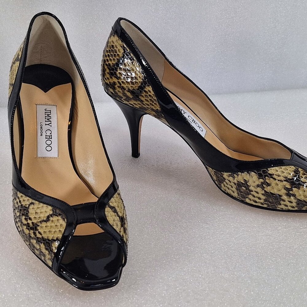 Jimmy Choo Snakeskin Peep Toe Heels – EU 40 / UK 7 / US 10 Mint Condition